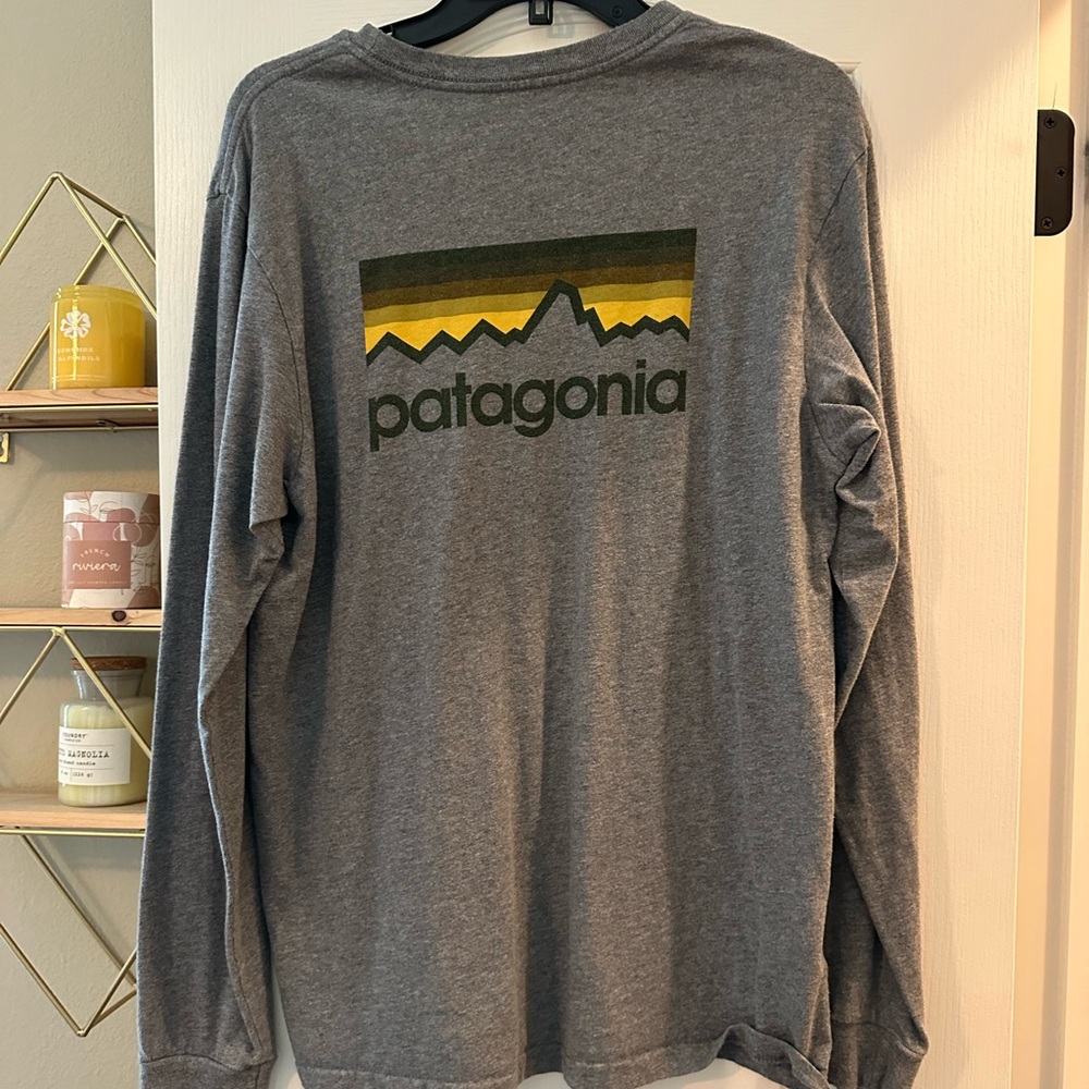 Patagonia Gray and Yellow Long Sleeve Tee